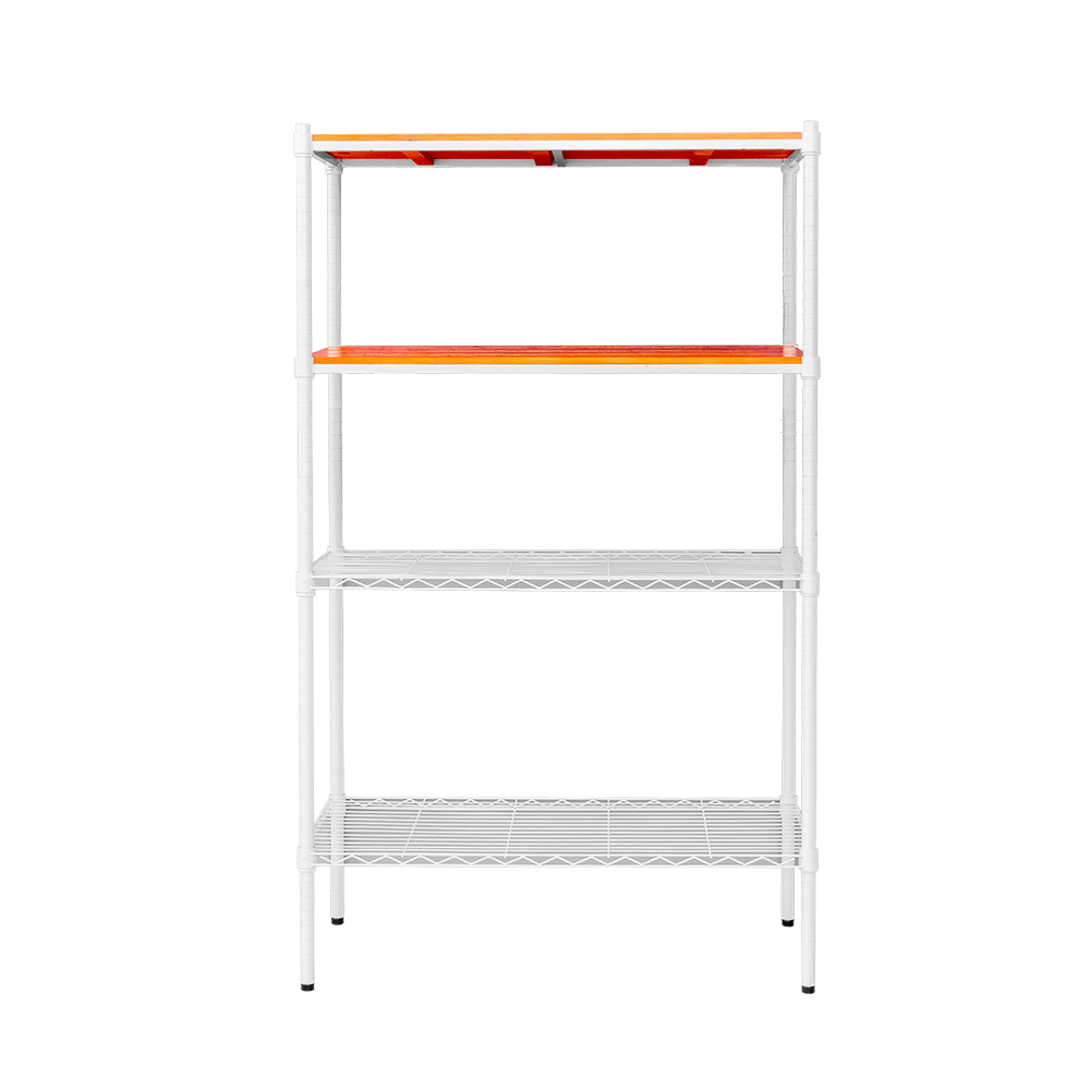 【Y HOUSE】90x45x150cm pine four-layer storage rack rack iron rack - painted white teak, , large