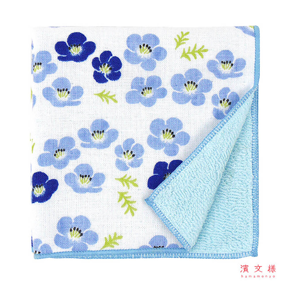 [瑪莎利亞]　日本製【濱文漾】純棉手帕/方巾－清藍小花（3入組）, , large