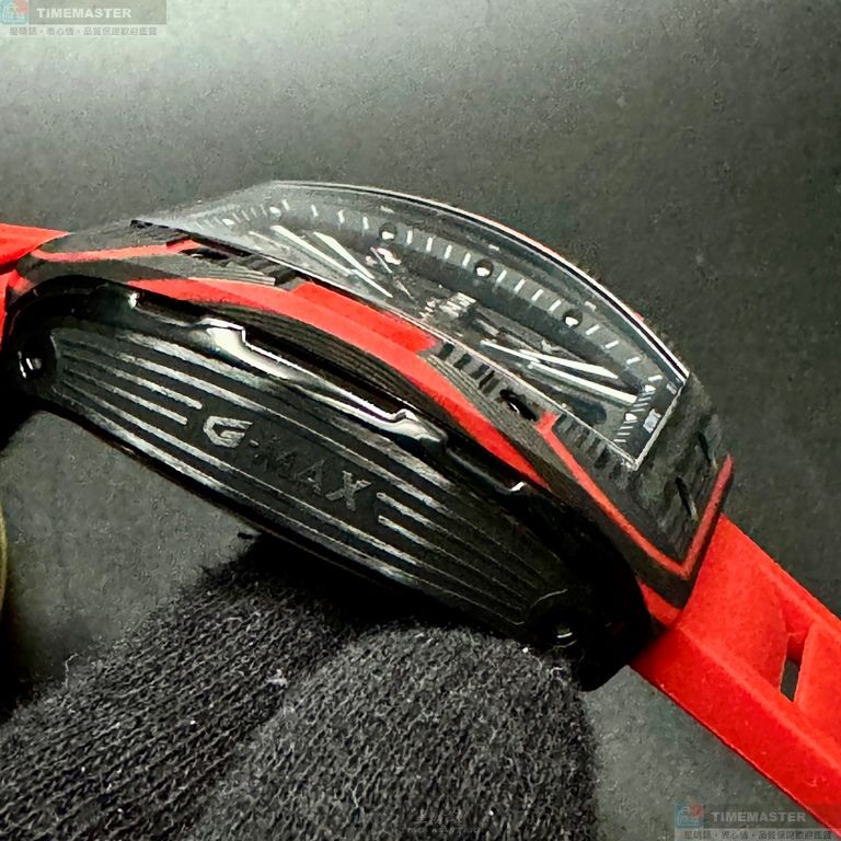[星晴錶業]GEYA手錶,46mm, 52mm,G78132GWKR雙面機械鏤空錶面黑錶殼紅色矽膠錶帶款, , large