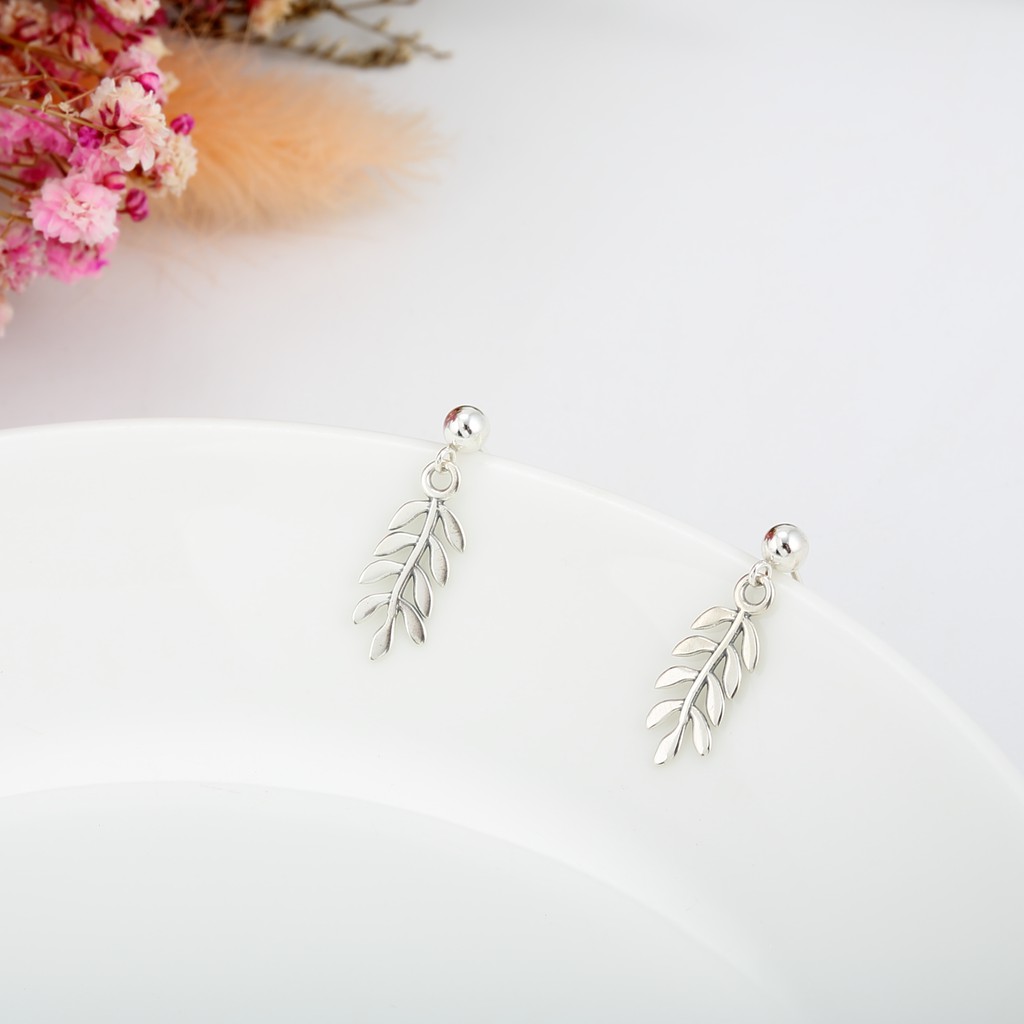 【Angel & Me】Laurel leaf s925 sterling silver earrings (changeable ear clips), , large