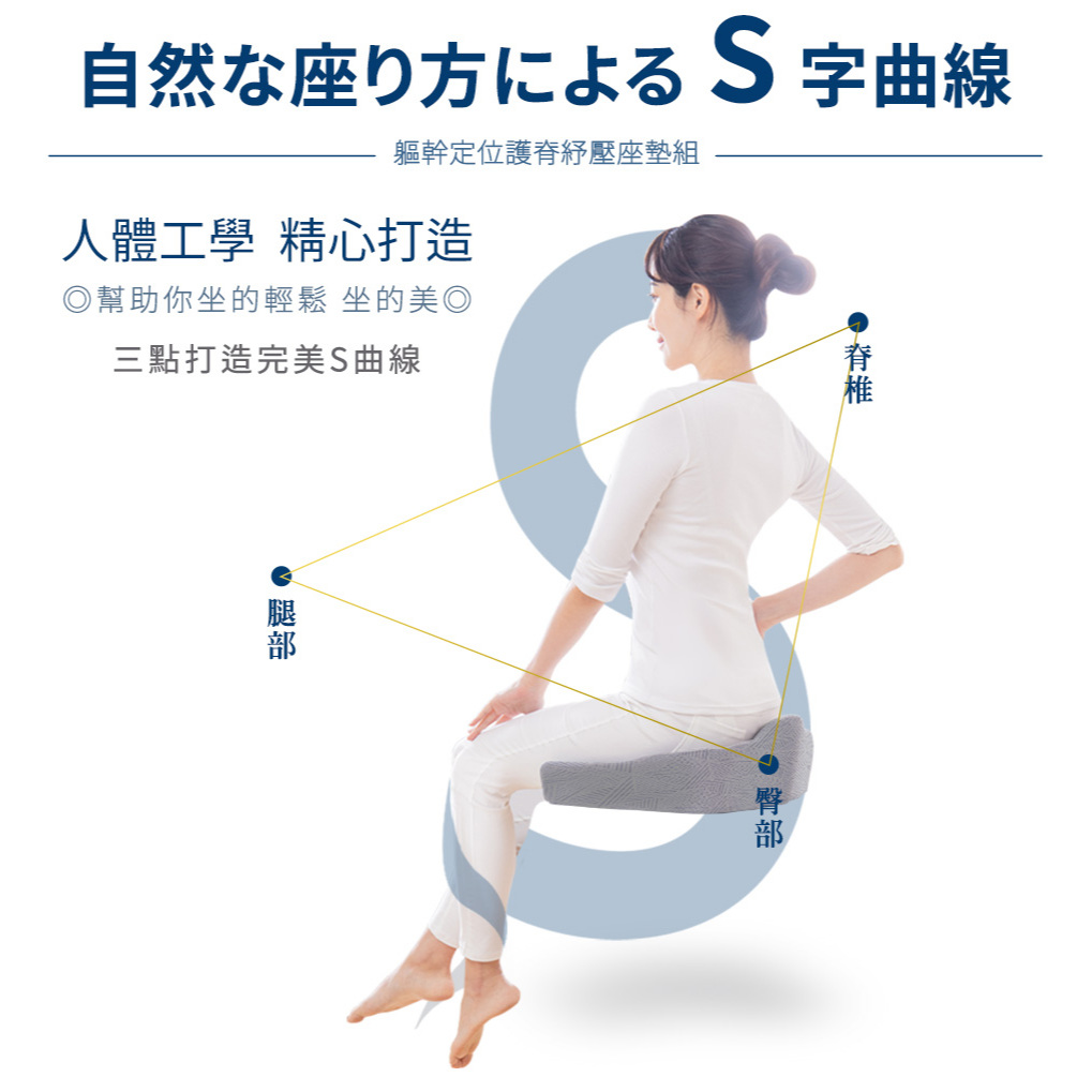【旭】日本旭川AIRFit氧活力進階版人體工學護脊腰靠坐墊組 透氣坐墊 腰靠墊 椅子靠墊 辦公 電腦椅 護腰墊, , large