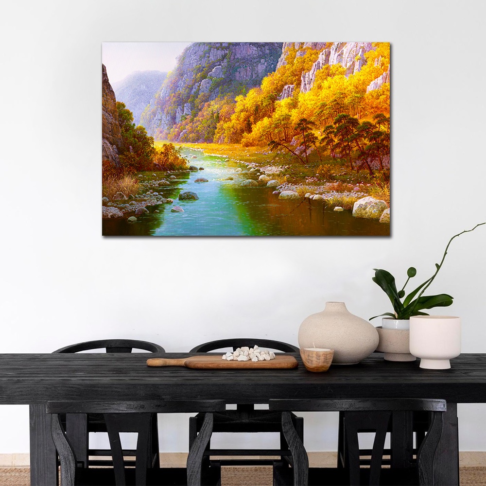 【御畫房】金秋溪水 國家一級畫師手繪油畫60&times;90cm(VF-83), , large