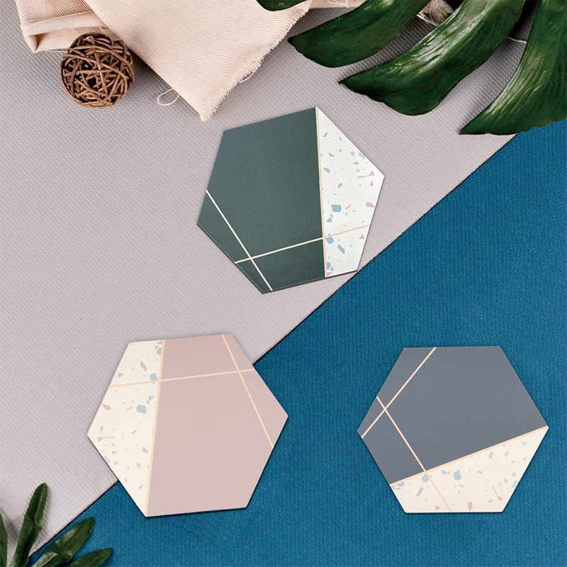 【Monster】 Morandi Terrazzo Coasters, Set of 2 (11.5x10cm) &ndash; Green & Brown, , large