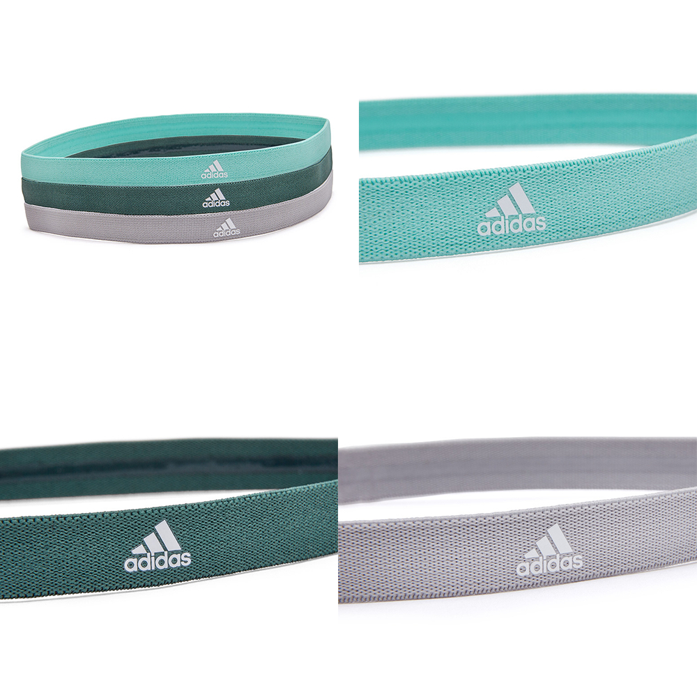 [秉宸] ADIDAS Training 止滑運動髮帶組 (3入組) 運動髮圈 多色髮帶 ADYG-3020, 曜石黑/象牙白/冷冽灰, large
