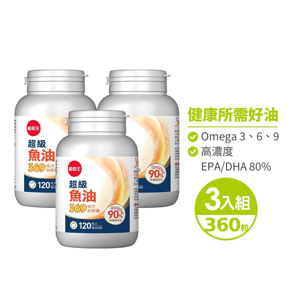 【葡萄王】 超級魚油369複方軟膠囊120粒x3盒 共360粒 (Omega369), , large