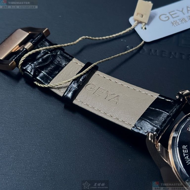 [星晴錶業]GEYA手錶,46mm,G78187GHKK彩色錶面玫瑰金錶殼深黑色真皮皮革錶帶款, , large