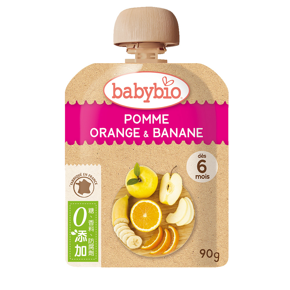 【綠動會】Babybio 生機蘋果香橙香蕉纖果泥90g, , large