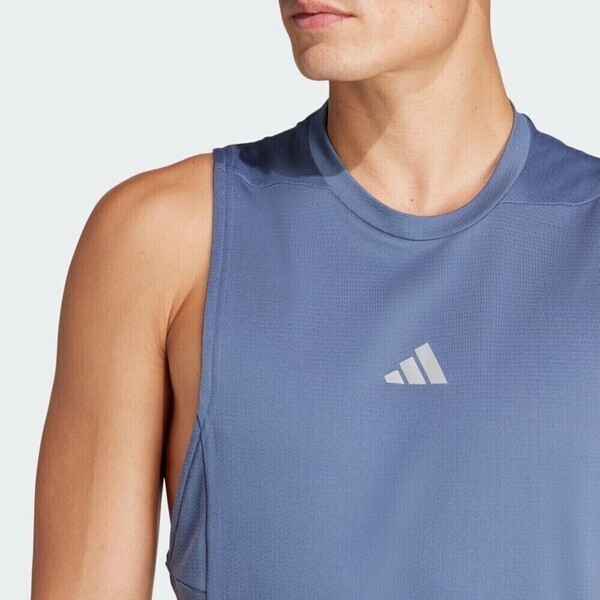 Adidas D4T HR TK 男 背心 運動 訓練 健身 重訓 透氣 涼感 大袖孔 藍 [IS3713], , large