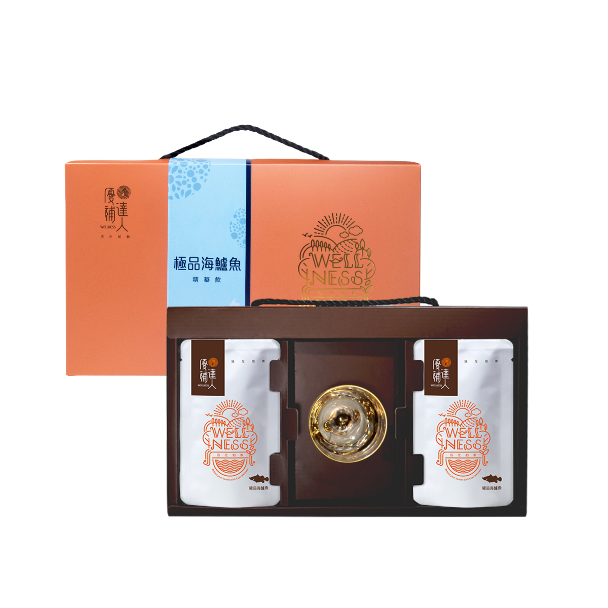 [優補達人]極品海鱸魚精華飲 常溫 60ml*6包 +黃金杯禮盒組, , large