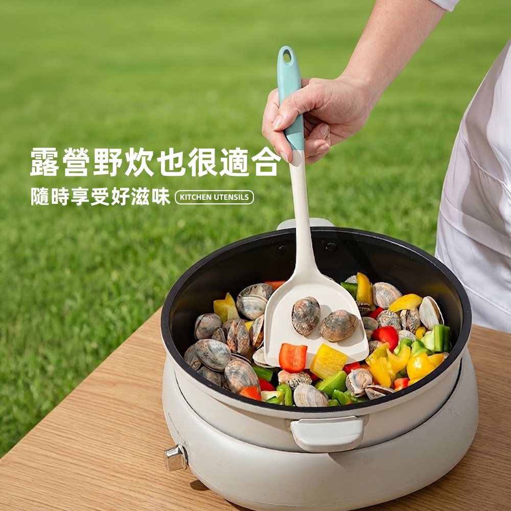 【上手家居】4件組矽膠廚具(廚具組/矽膠鍋鏟/矽膠湯勺/露營餐具), , large