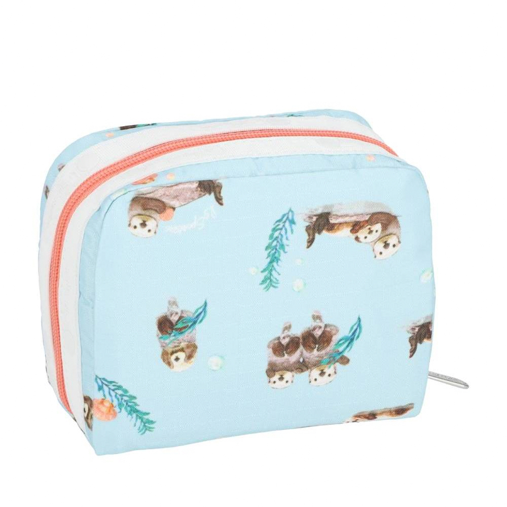 Lesportsac Square Cosmetic 方形收納化妝包 盥洗包 收納袋 送禮 禮物 推薦 女包(海洋風格水獺), , large