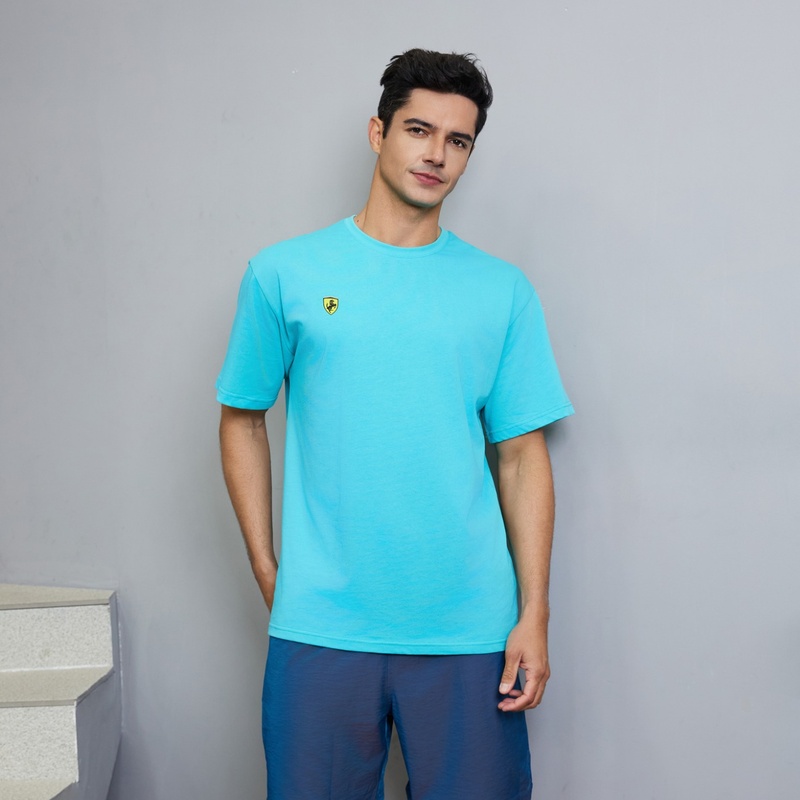 【FALALI】Short-sleeved cooling T-shirt - Men's (aqua blue), , large