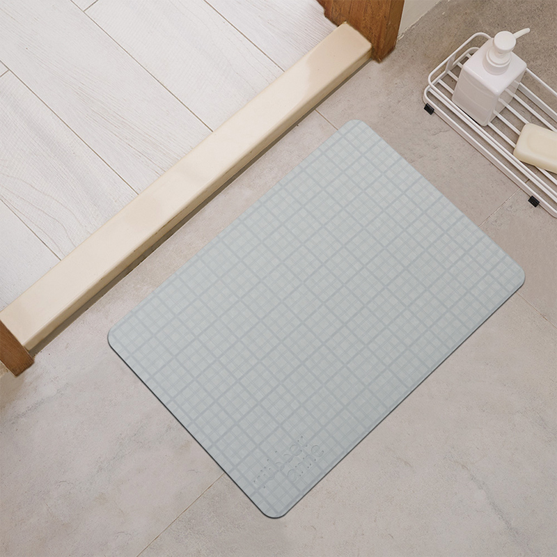 【怪獸】rubber anne 10秒頂吸 軟式珪藻土吸水地墊 (45x30cm) -格紋灰, , large