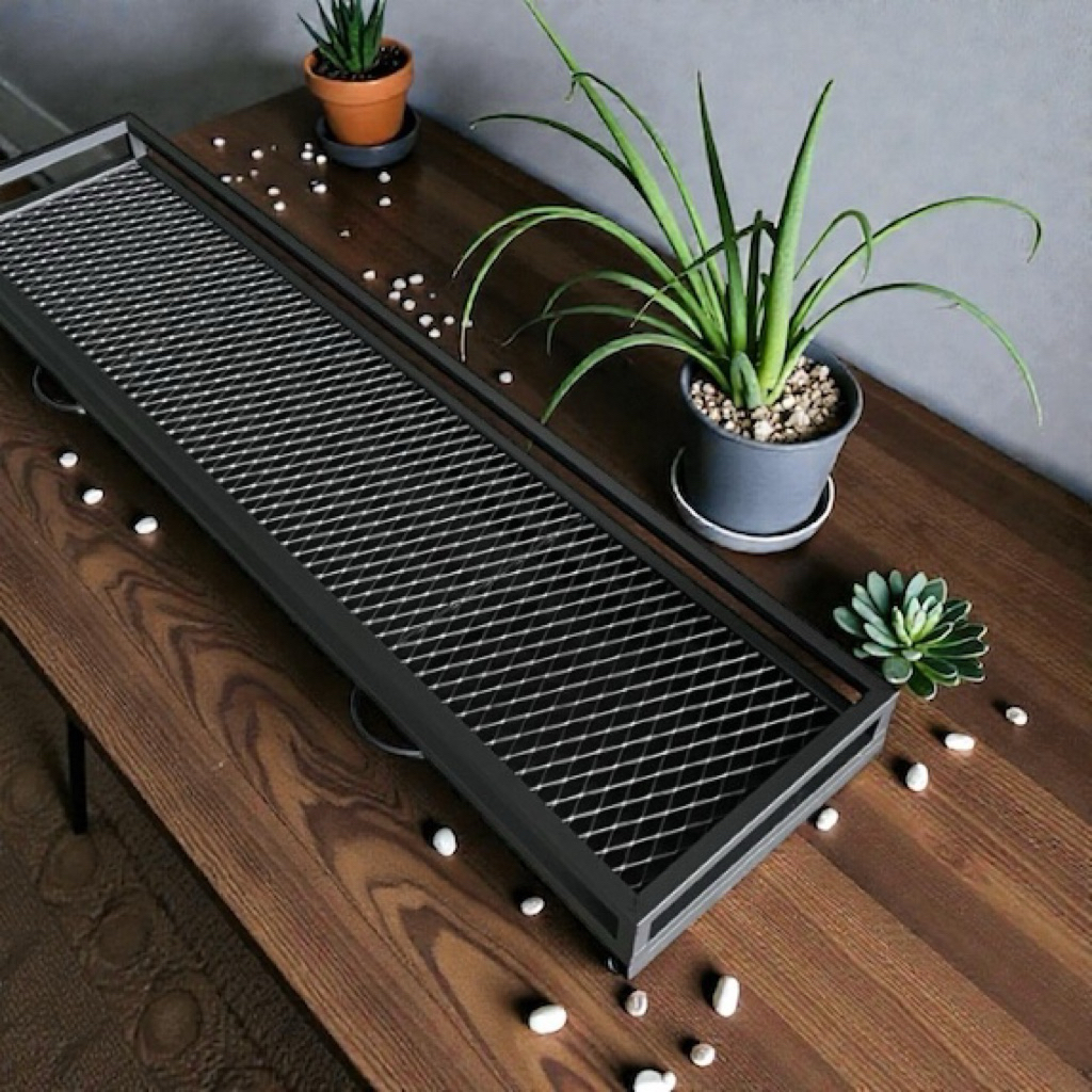 【 SHAONIANNA.TW 】桌上型盆栽鐵架 120&times;55cm｜金屬材質 大容量｜附接水盤＋護欄防倒 手把&times;2, , large