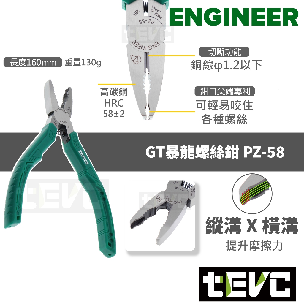 <tevc>現貨商品 日本 ENGINEER PDS-02 暴龍鉗 精裝版 崩牙 開花 滑牙 變形 螺絲 十件式工具組, , large