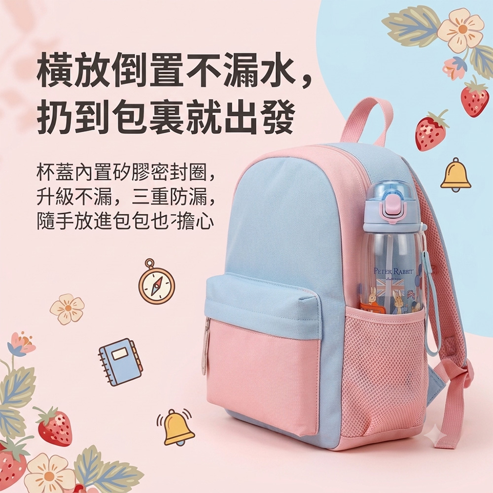 Peter Rabbit 比得兔｜一鍵彈蓋 Tritan 輕量兒童水壺 650ml－2款可選, , large