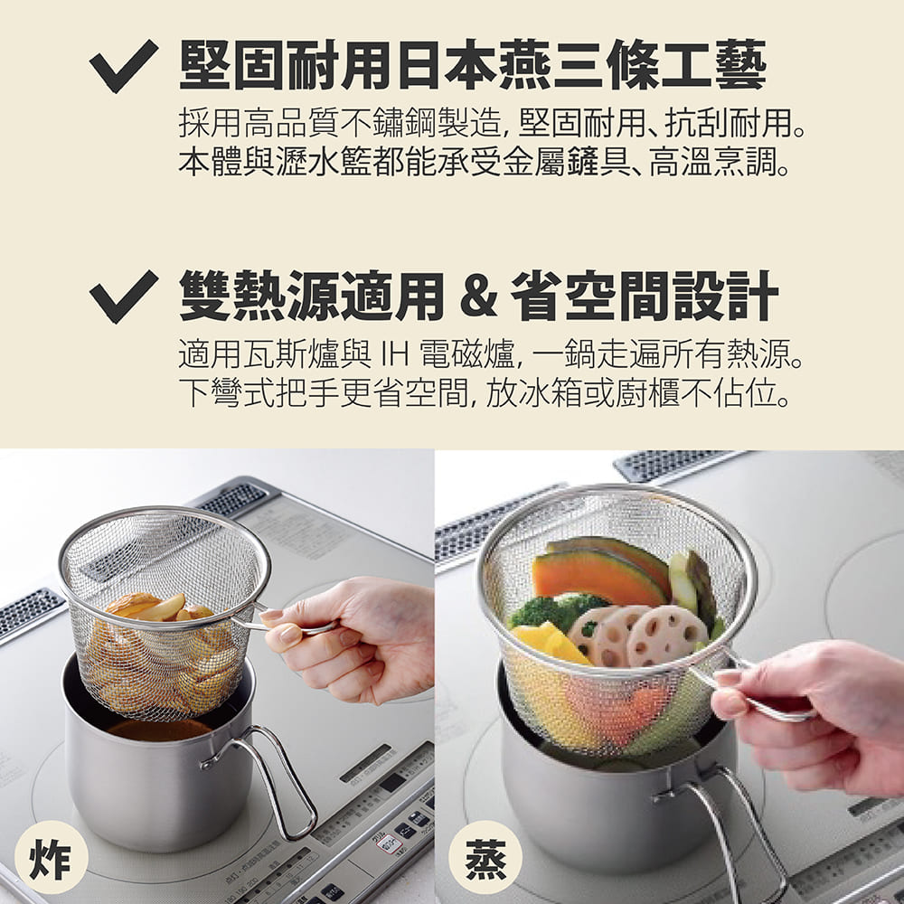 日本Arnest 逸品物創不銹鋼三合一萬用料理鍋附瀝水藍、玻璃蓋14cm, , large