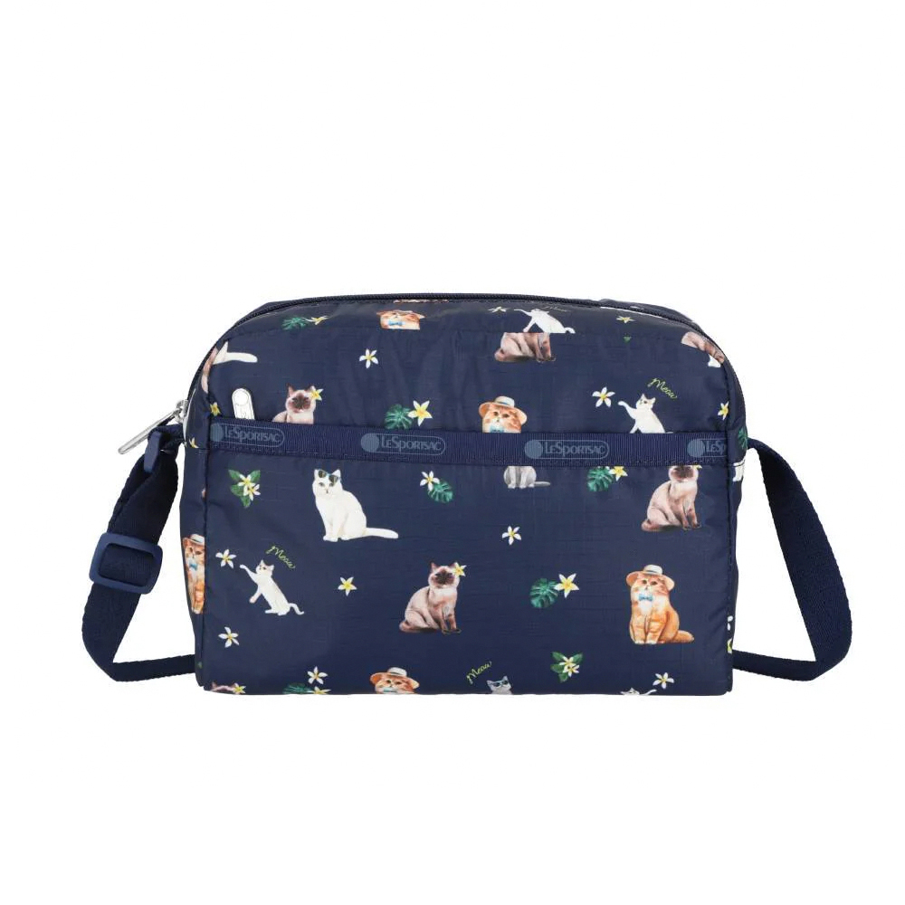 Lesportsac Daniella Crossbody 拉鍊斜背包 側背包 通勤隨身包 送禮 禮物 推薦 女包(熱帶度假貓咪)L261-2434PB-HF95, , large