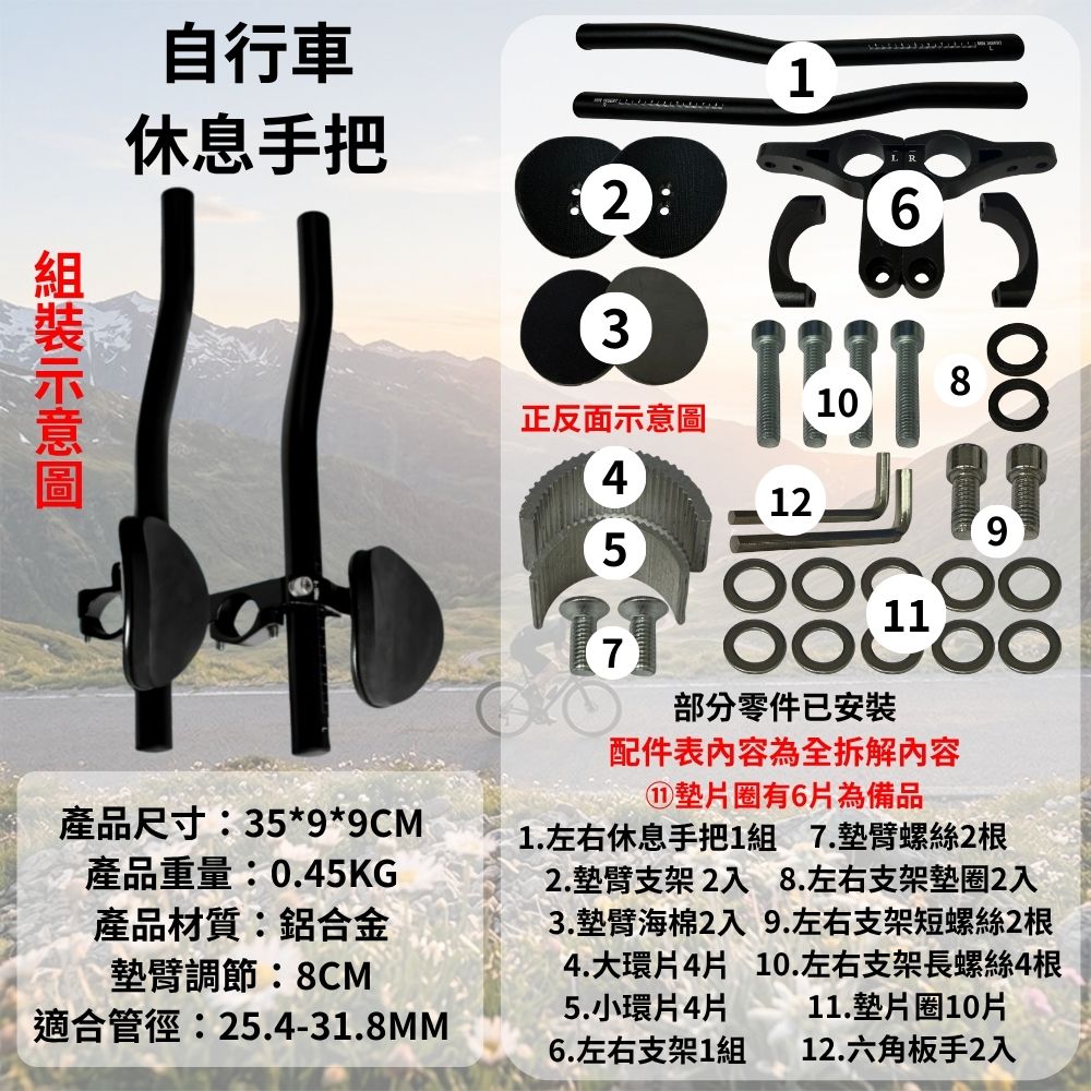 鋁合金休息把【徑25.4~31.8mm】, , large