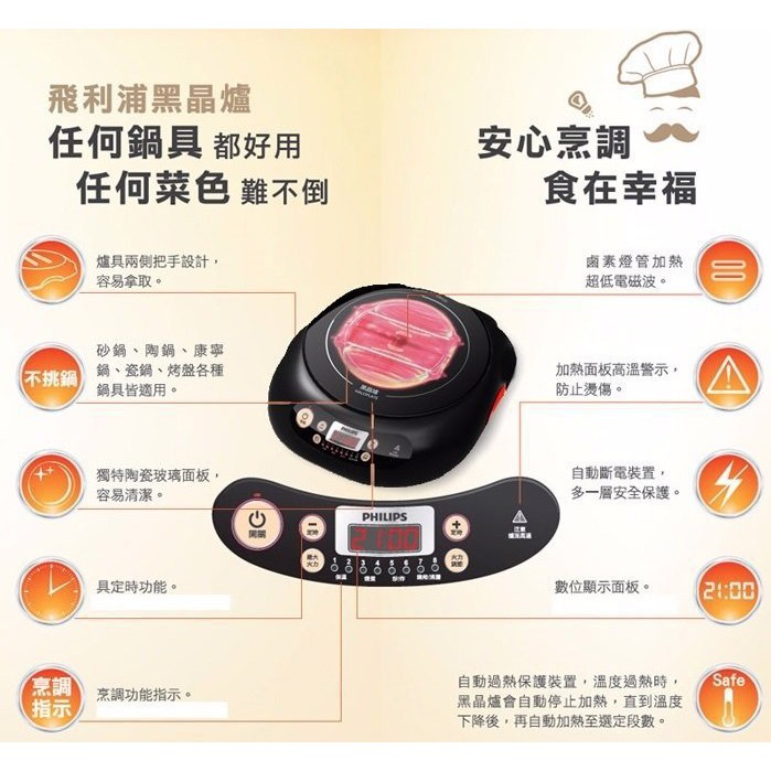 PHILIPS 飛利浦 HD4988 第二代黑晶爐 _ 原廠公司貨, , large