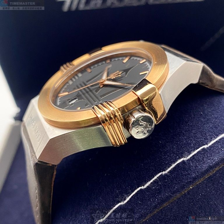 [星晴錶業]MASERATI手錶,42mm,R8851108014古銅色錶面金銀錶殼咖啡色真皮皮革錶帶款, , large