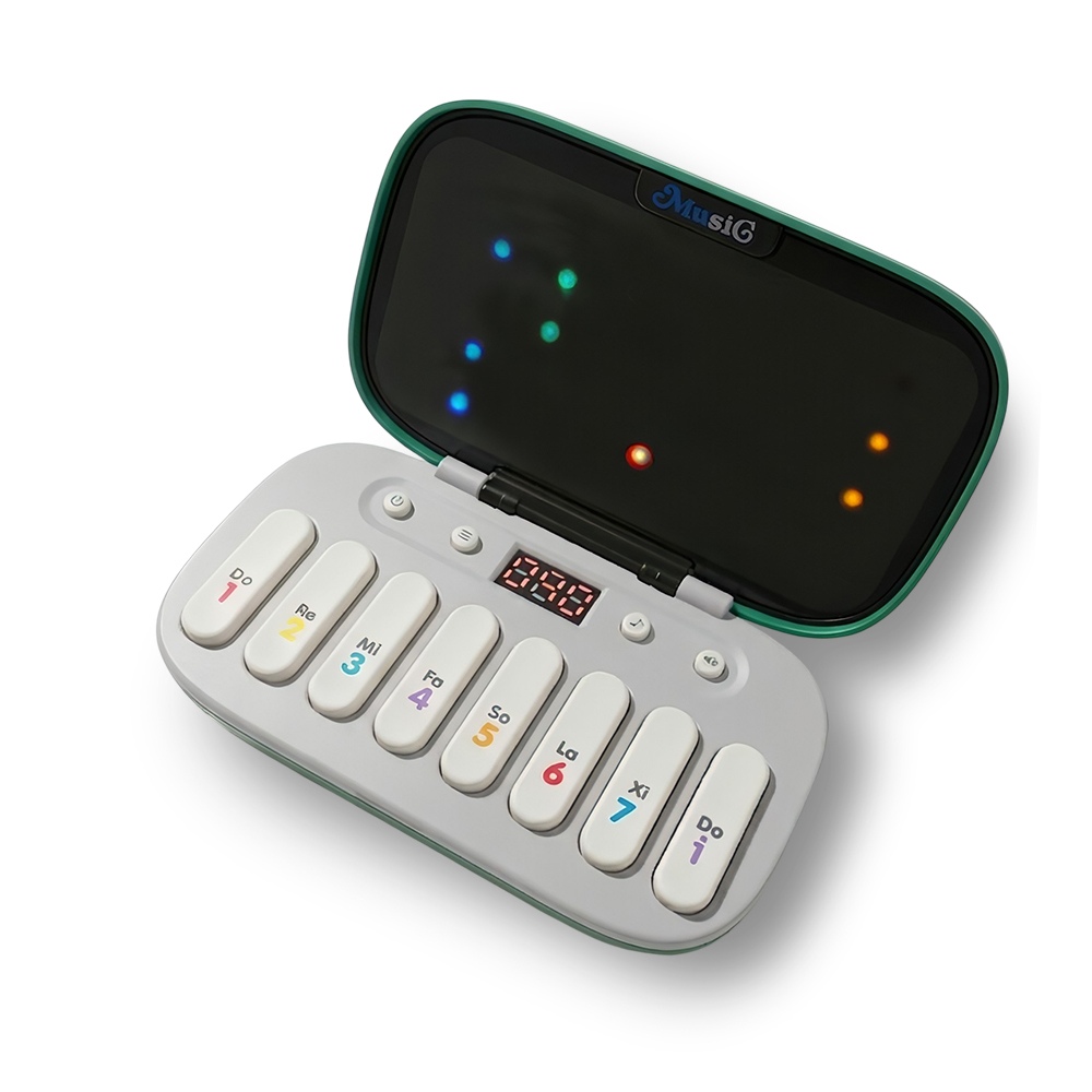 【KONIX】 掌上口袋琴 K8047 迷你電子琴 學習電子琴 兒童音樂玩具 七彩燈光琴 音樂禮物推薦-白色, , large
