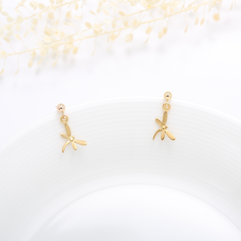 【Angel & Me】Dragonfly s925 sterling silver 24k gold plated earrings gift, , large