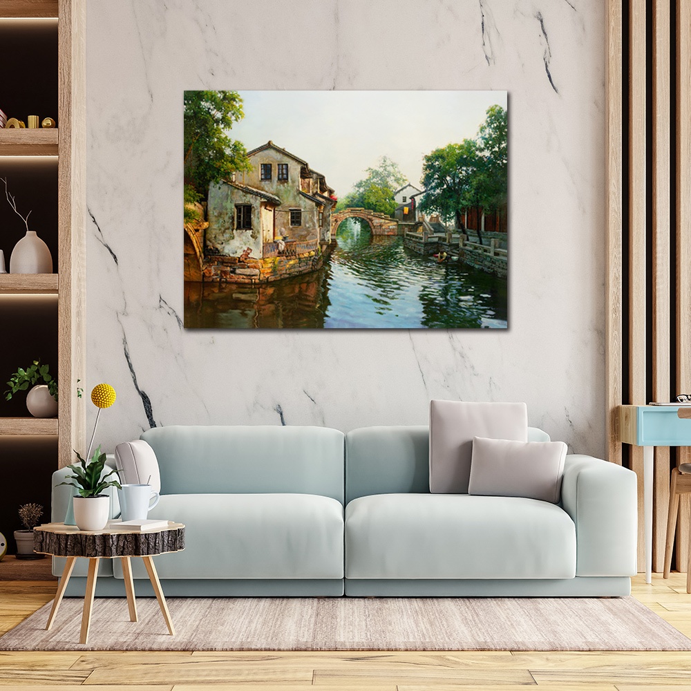 【御畫房】江南水鄉 國家一級畫師手繪油畫80&times;110cm(VF-64), , large
