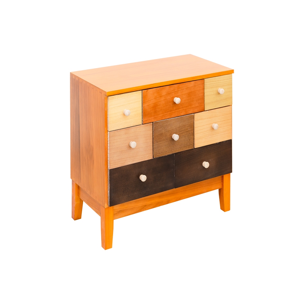 【Y HOUSE】Wooden cabinet, chest of drawers, sideboard, log style, wood color, storage cabinet - 8 drawers, , large