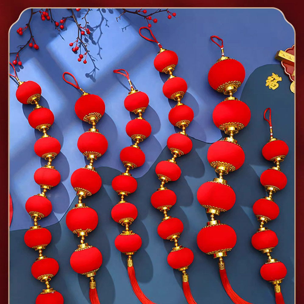 Little Red Lantern 8. 5cm New Year's charm 2 in 3 set #117, , large
