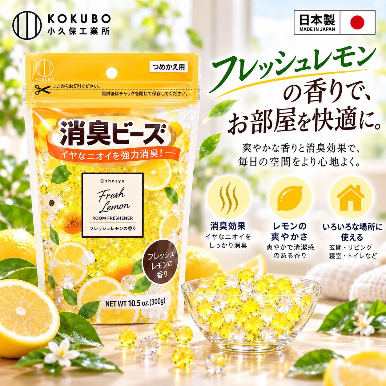 【HIYASU日安工坊】消臭芳香晶球 清新檸檬 補充包, , large