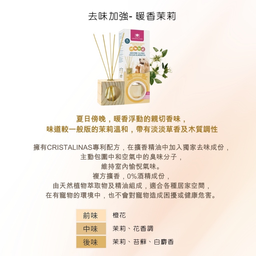 [西班牙CRISTALINAS]無酒精小方框植萃香氛擴香(30ML)- -暖香茉莉【去味加強版】, , large