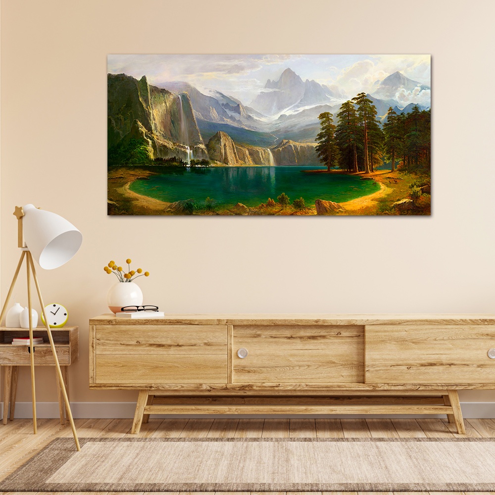 【御畫房】湖畔小鹿 國家一級畫師手繪油畫60&times;120cm(VF-130), , large