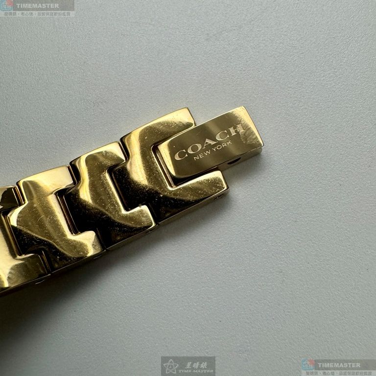 [星晴錶業]COACH手錶,26mm,CH00281銀白錶面金色錶殼C字金咖啡色精鋼錶帶款, , large