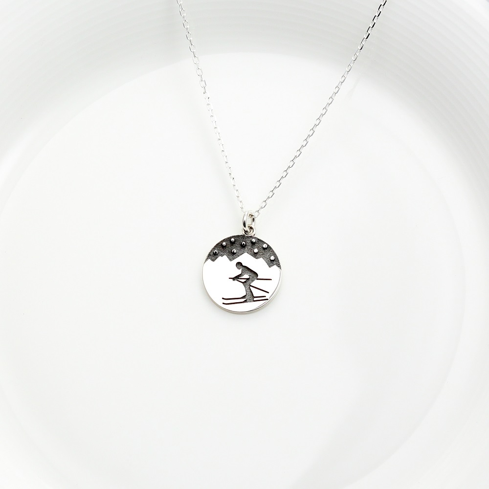 【Angel & Me】Mountain Ski s925 sterling silver necklace Birthday gift, , large