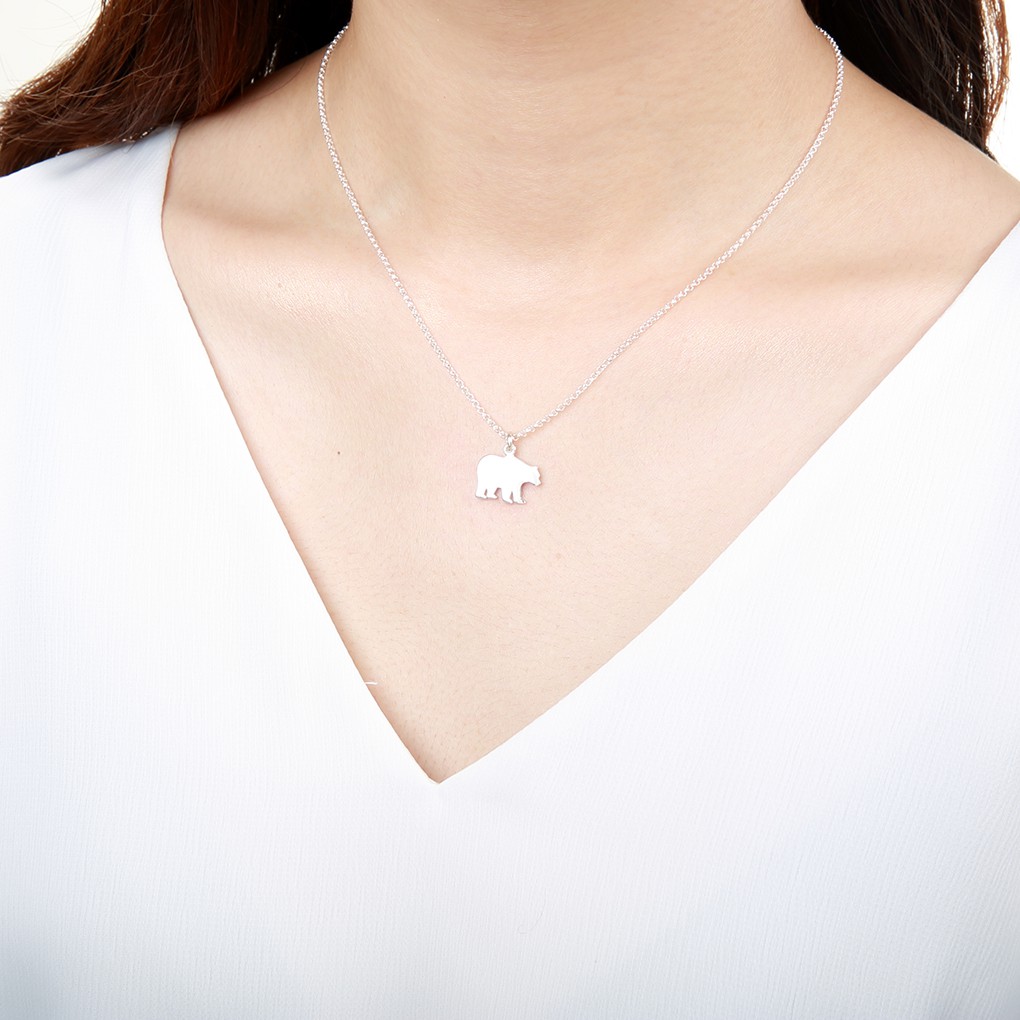 【Angel & Me】Large Cute Polar Bear North Pole s925 sterling silver necklace gift, , large