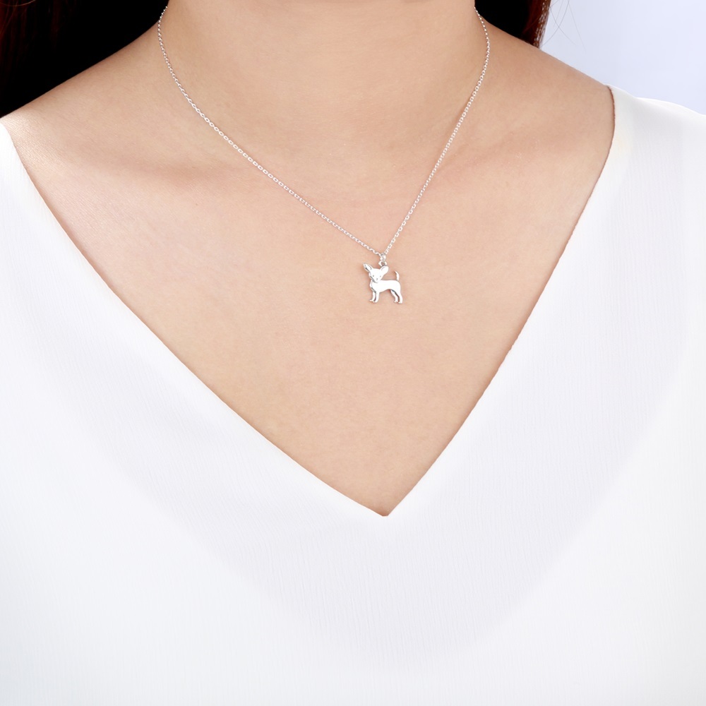 【Angel & Me】Chihuahua Dog s925 sterling silver necklace Birthday gift, , large