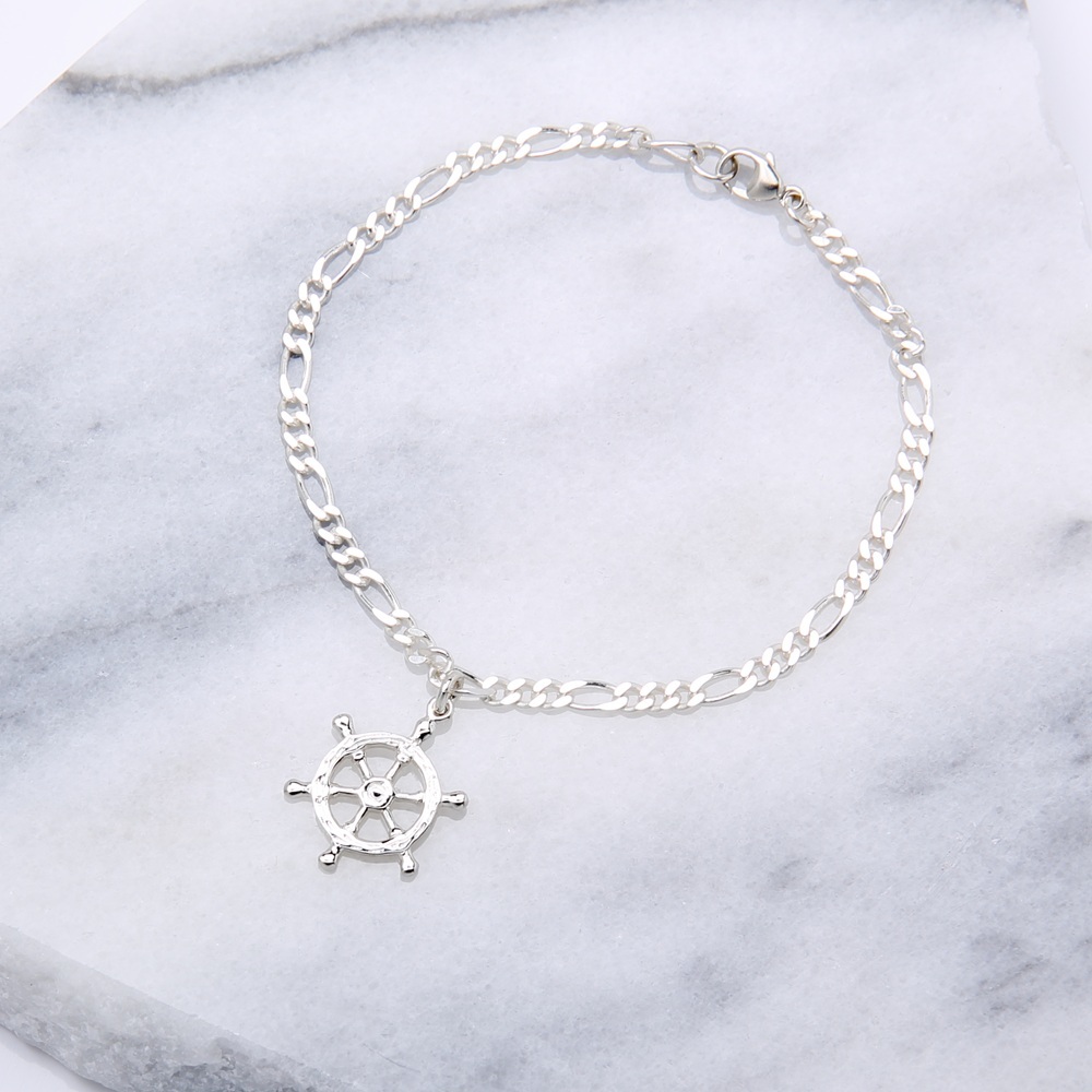 【Angel & Me】Ship Wheel s925 sterling silver bracelet Birthday Christmas gift, , large