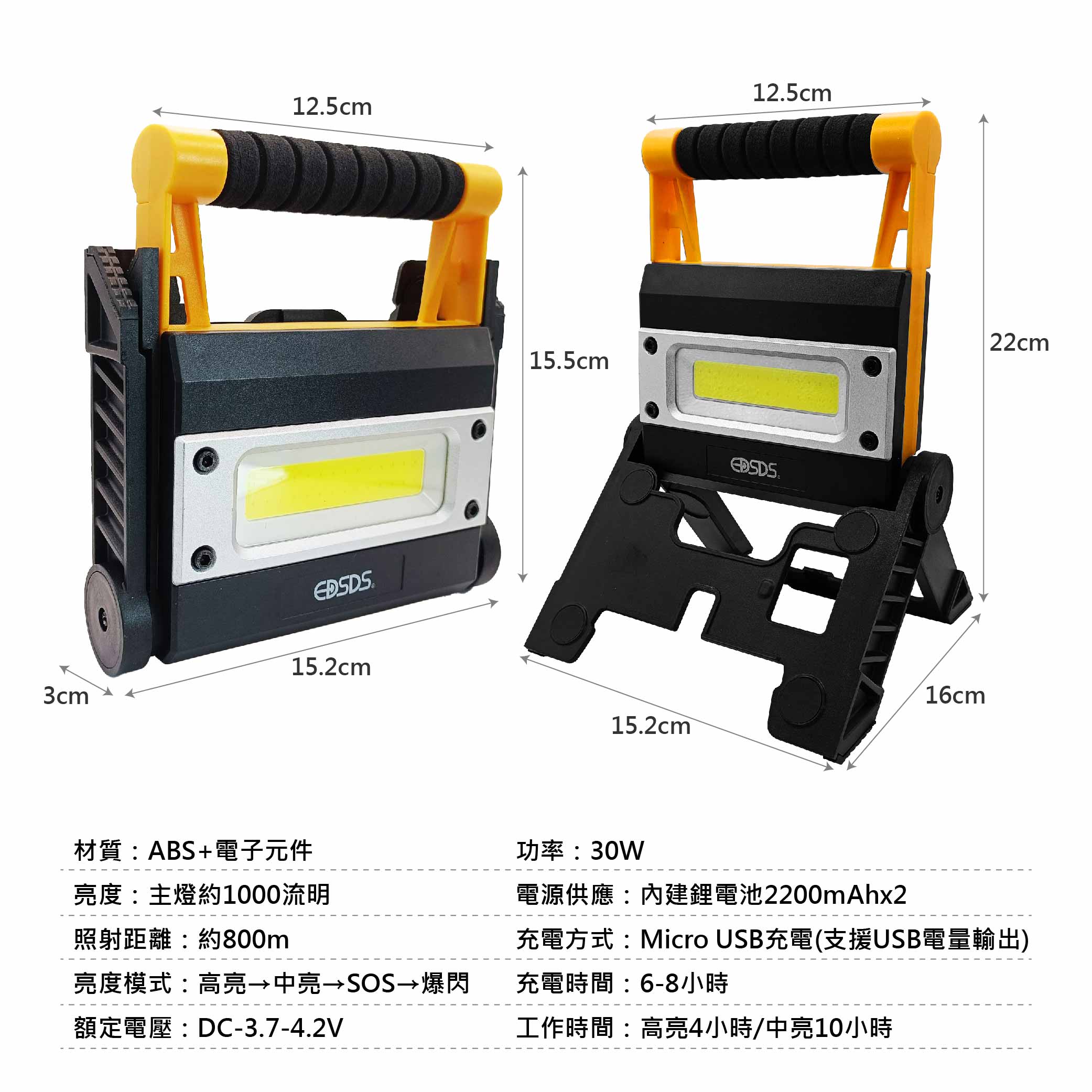 鉅玉經典｜30W 手提式探照燈 探照燈 18650 LED 手電筒 USB 工作燈 露營 手提 COB HK-G775, , large