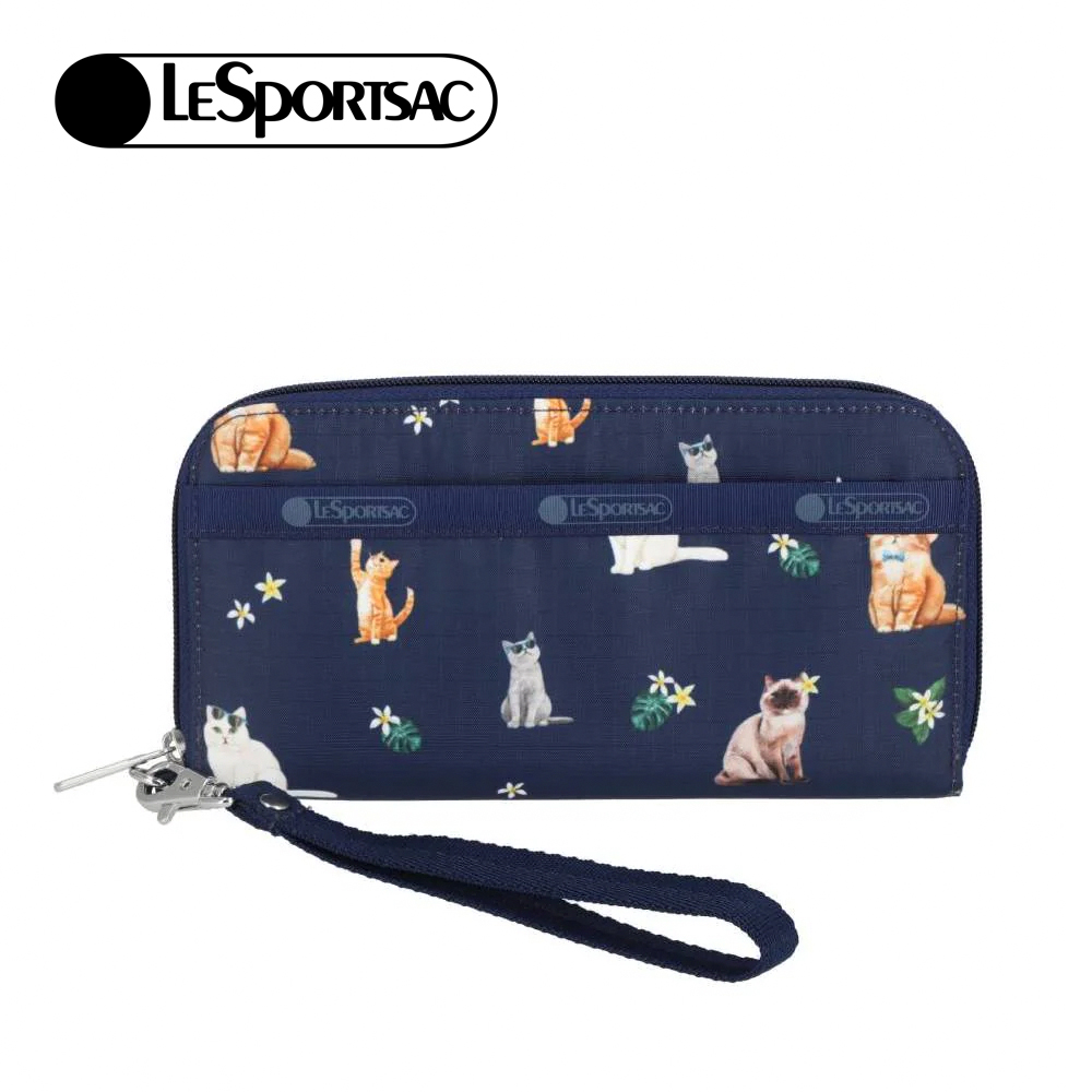 Lesportsac Tech Wallet Wristlet 腕帶錢包 手拿包 鈔票夾 卡夾 送禮 禮物 推薦 女包(熱帶度假貓咪), , large