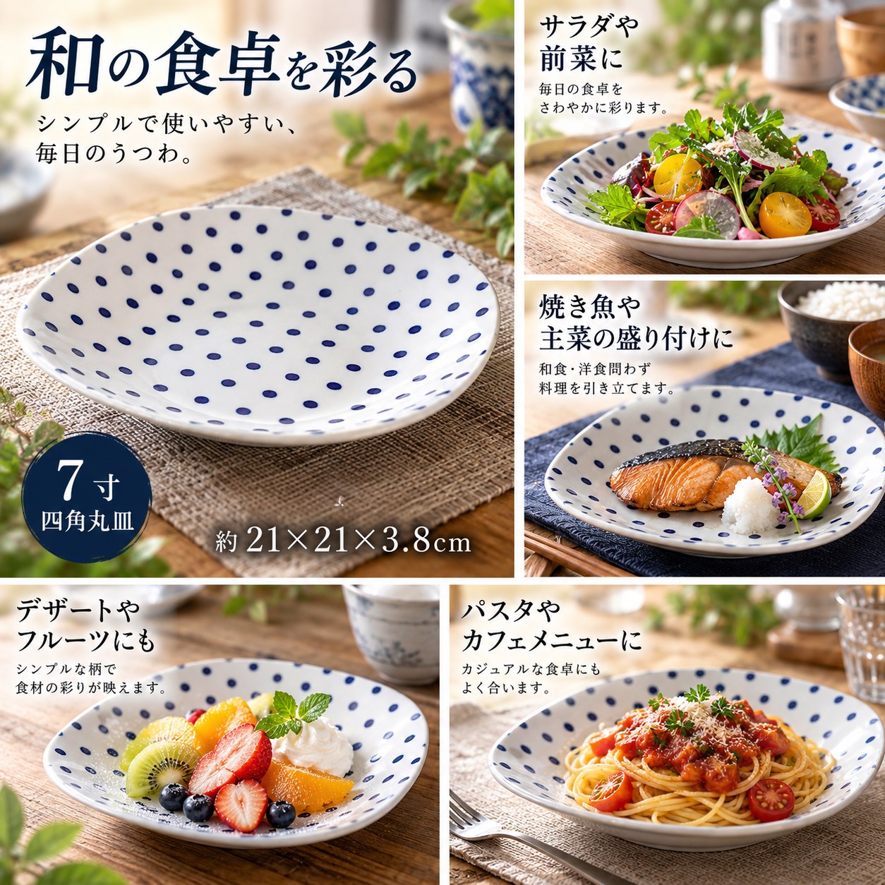 【HIYASU日安工坊】靛藍7吋四角圓皿*^(7), , large