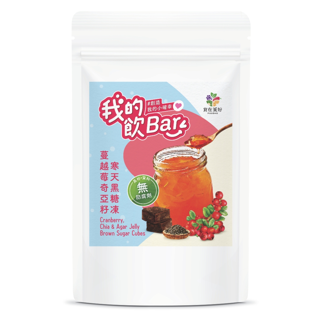 【食在美好】我的飲Bar黑糖塊飲品 蔓越莓奇亞籽寒天凍 17gx6入/袋 純素 獨立包裝 無防腐劑, , large