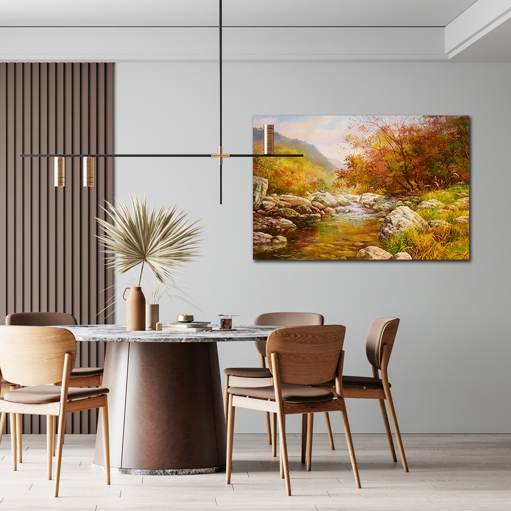 【御畫房】金秋溪水 國家一級畫師手繪油畫60&times;90cm(VF-08), , large