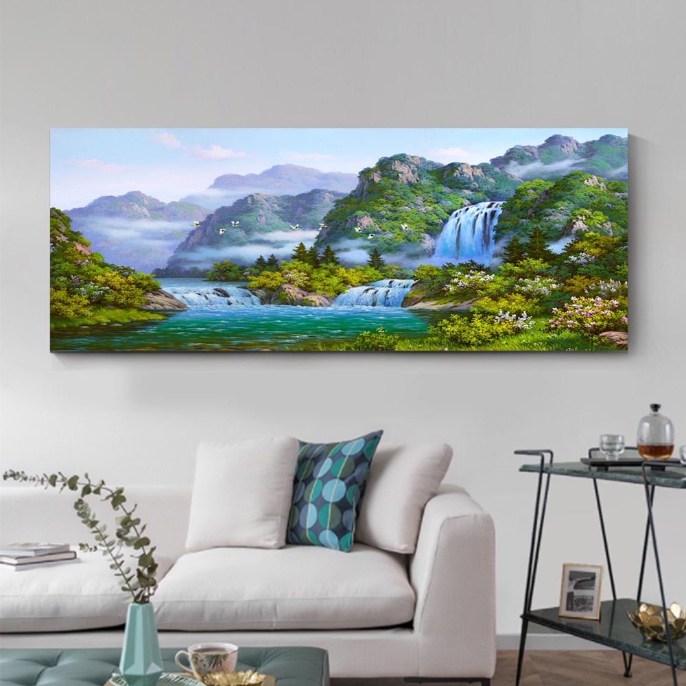 【御畫房】山青水秀 國家一級畫師手繪油畫60&times;120cm(VF-39), , large