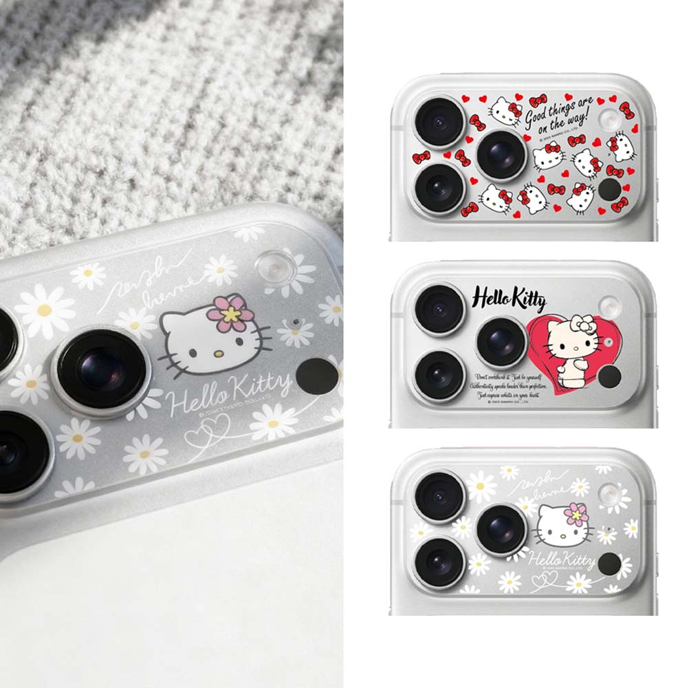 【山水之寶】iCCUPY i17Pro/i17ProMax彩繪鏡頭底座貼 三麗鷗正版授權Hello Kitty霧面鏡頭底座膜（不含鏡頭貼）擦拭布＋刮板, , large