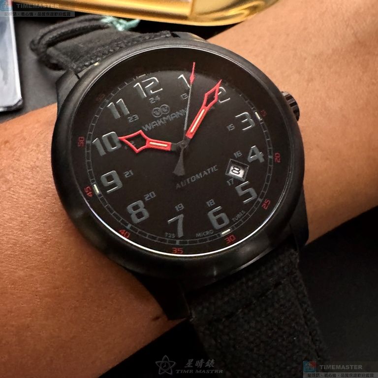 [星晴錶業]WAKMANN手錶,44mm,WA00039黑色錶面黑錶殼深黑色複合材質錶帶款, , large