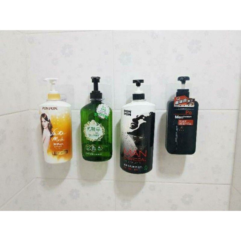 [熊好貼國際]洗髮精架 沐浴乳架 洗碗精架 永不生鏽 凹凸紋路牆面(超黏貼) 皆可貼 平滑面（重覆貼) 無痕掛勾掛鉤, , large