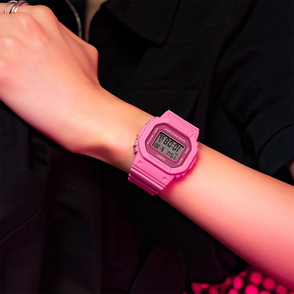 CASIO 卡西歐 G-SHOCK 單色時尚 霧面方形女錶 電子錶-粉紅 GMD-S5610PP-4, , large