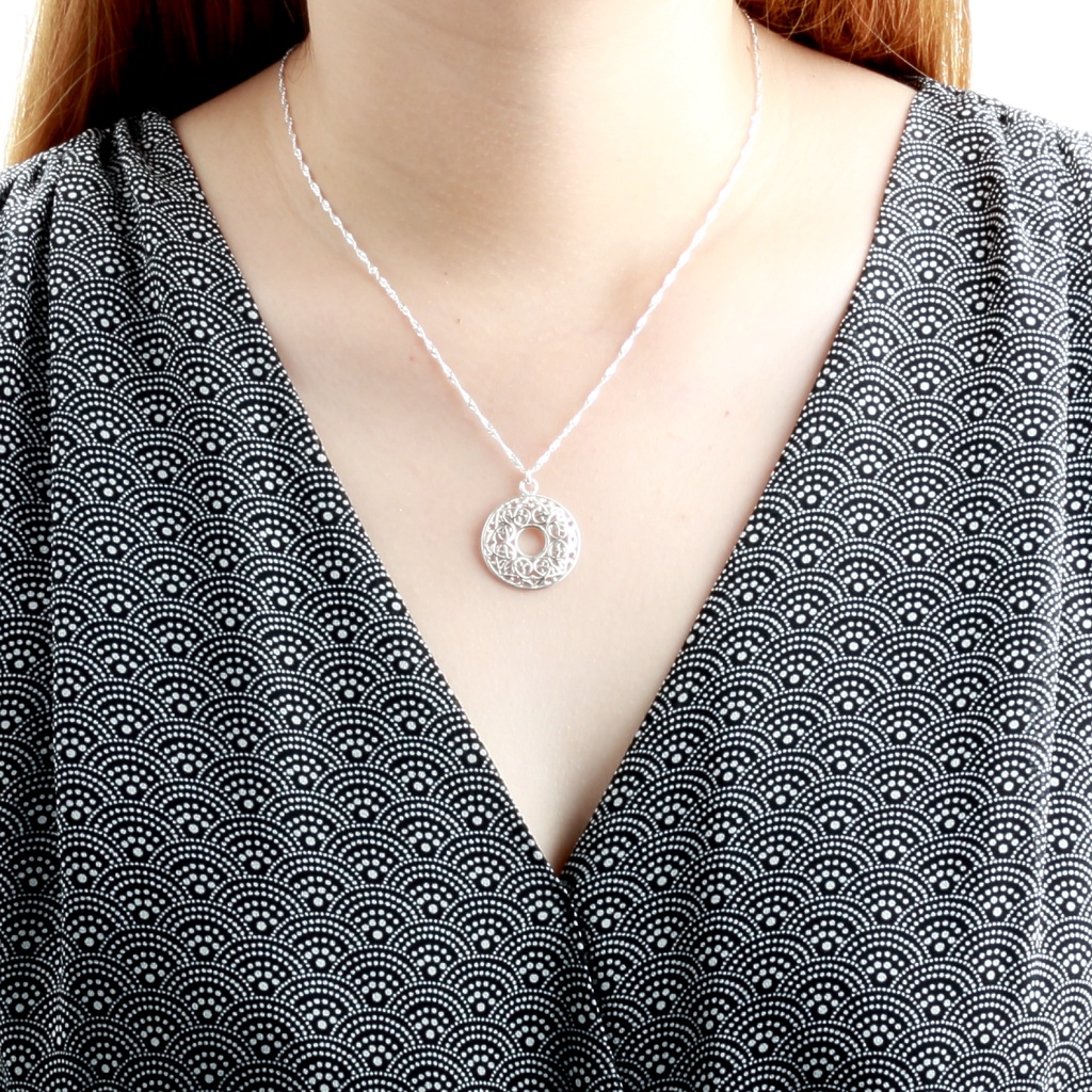 【Angel & Me】Complete Filigree s925 sterling silver necklace birthday gift, , large