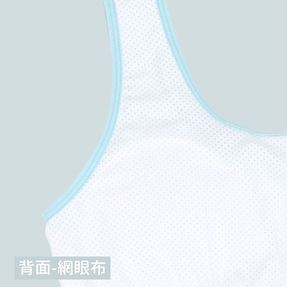 【minihope美好的親子生活】透氣網眼成長內衣(短版)-藍/白(附可拆胸墊), , large